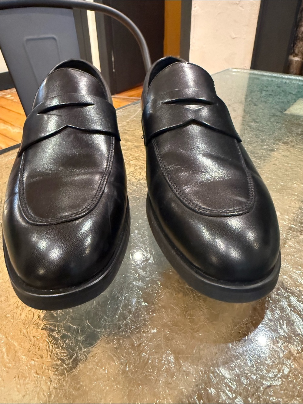 Nordstrom Black Leather Penny Loafers for Men